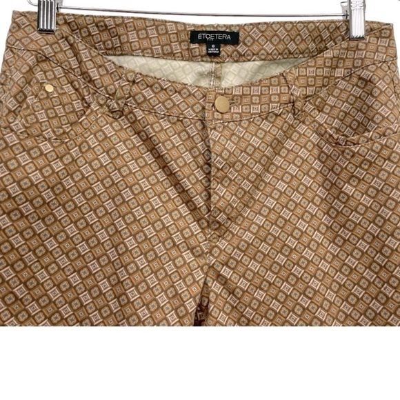 Etcetera Brown Geometric Print Slim Ankle Pants Size 6 Stretch Cotton Blend - Picture 5 of 13